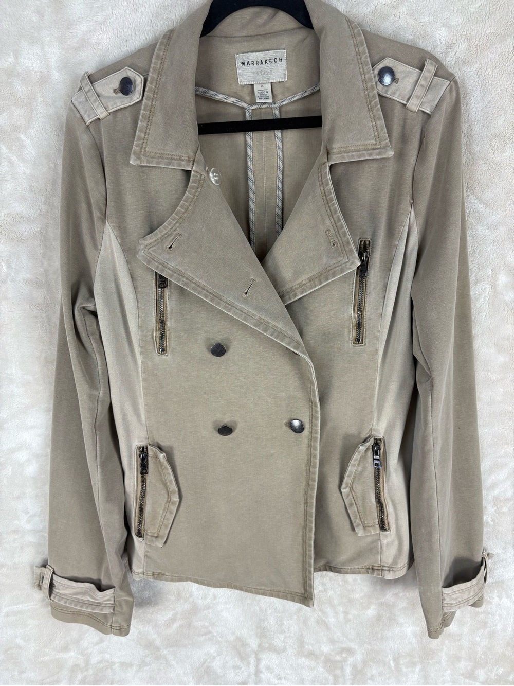 Marrakech Taupe Double-Breasted Military Blazer